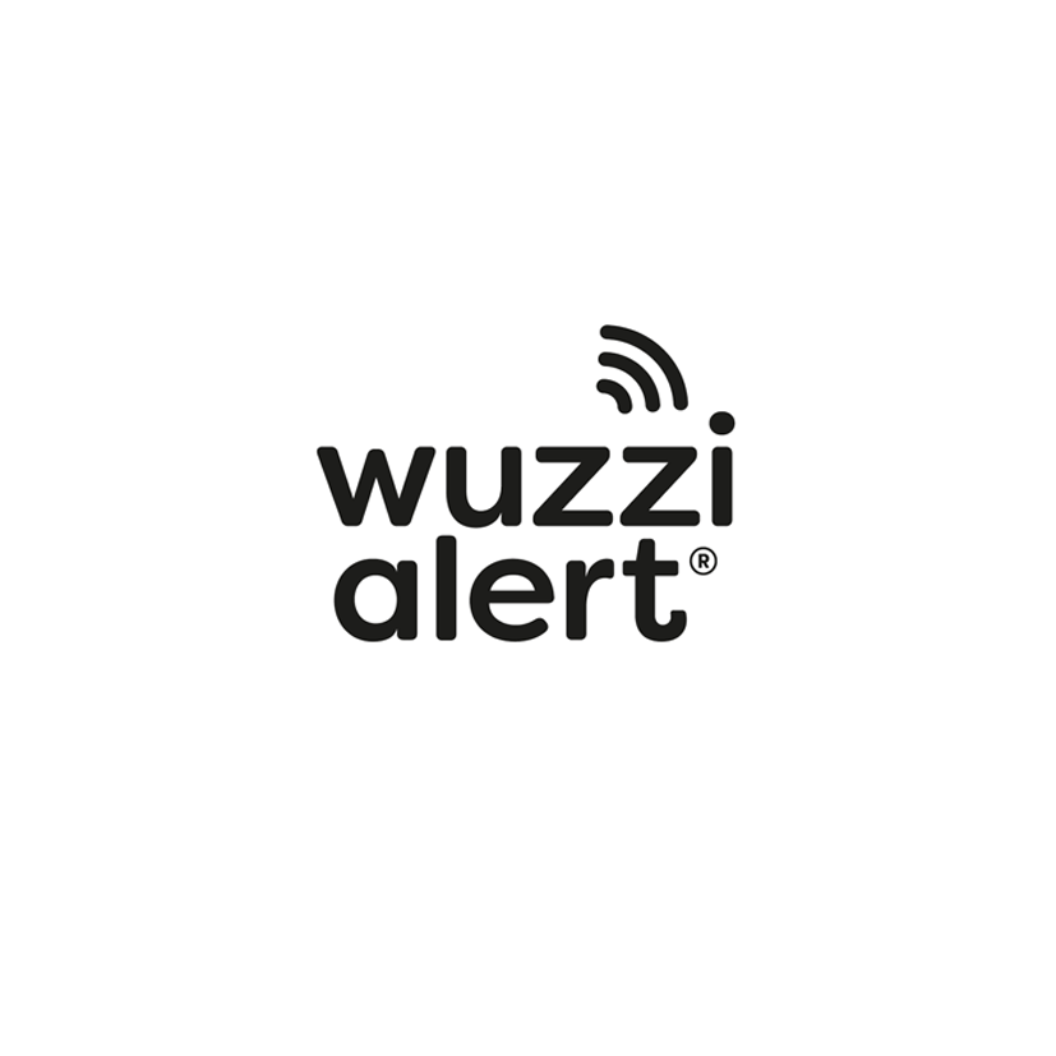 Wuzzi Alert logo wit met signaal kleiner formaat CMYK